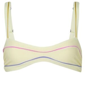 Maaji Yellow Bikini Top with Pink and Blue Accents